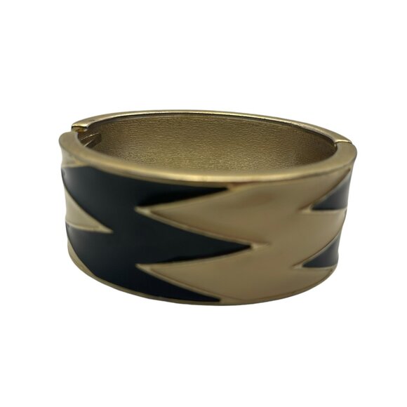 Vintage Black and Cream Zebra Stripe Clamper Bracelet - Picture 2 of 12